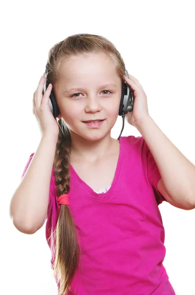 Schülerin mit Kopfhörern — Stockfoto