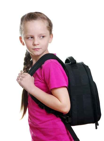 Colegiala con bolsa — Foto de Stock