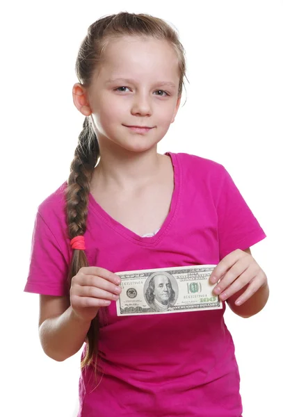 Mädchen mit Geld — Stockfoto