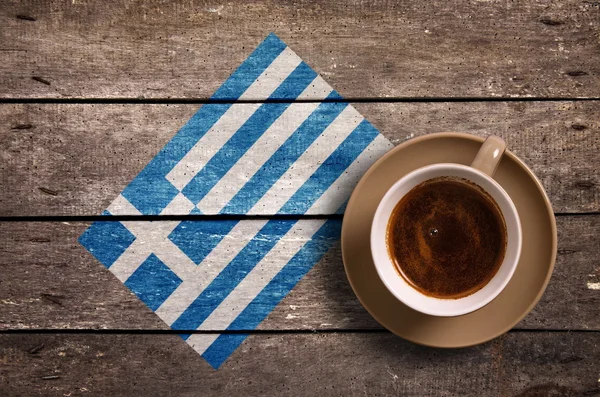 コーヒーとギリシャの国旗 — ストック写真