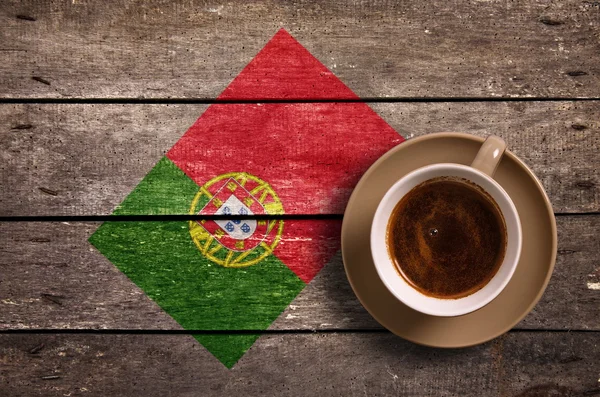 Bandeira Portugal com café — Fotografia de Stock