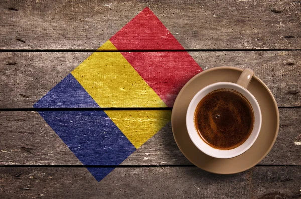 Roménia bandeira com café — Fotografia de Stock