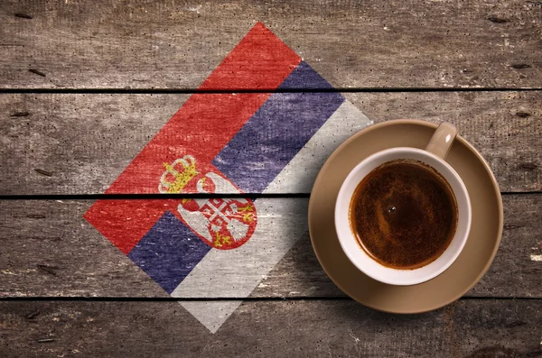 Sérvia bandeira com café — Fotografia de Stock