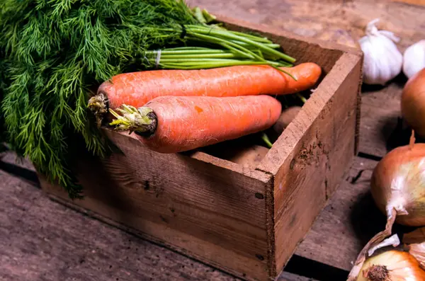 Zanahorias en caja —  Fotos de Stock