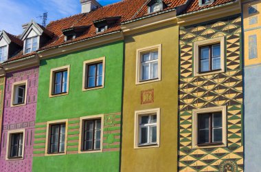 Renkli evler. Poznan, Polonya.