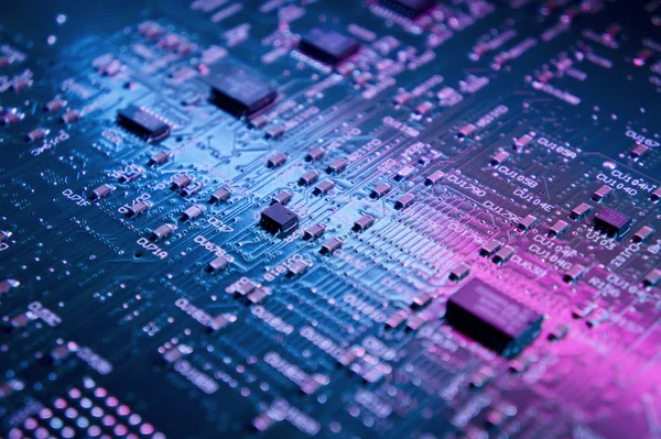 Microchips on a circuit board — Stock Photo, Image