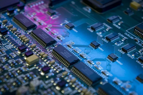 Microchips on a circuit board — Stock Photo, Image