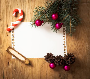 kutlama ve kalem, Noel arka plan için boş sayfa