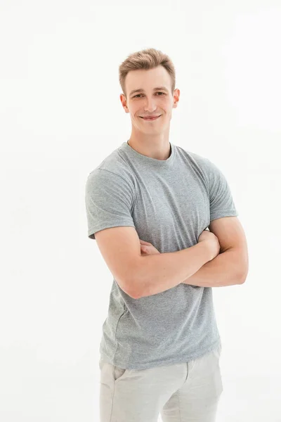 Stylish young man showing thumbs up. isolated on white — Stock Photo, Image