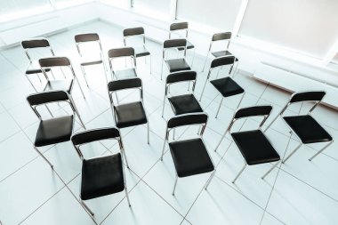 Üst Manzara. Boş bir konferans odası. kopyalama alanı olan fotoğraf