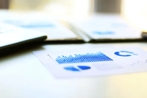 Financial management graphs in a corporate blue color — Stock Photo, Image