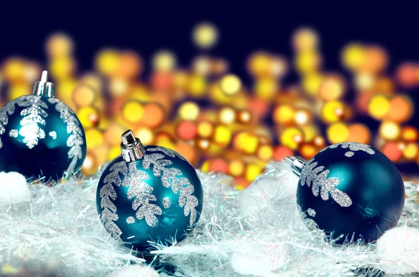 New year's blue balls on abstract background — Stock Photo, Image