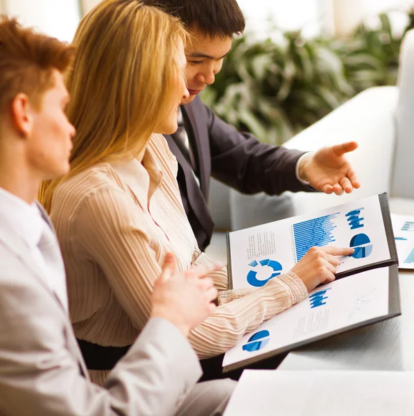 Business team working on their business project together at office — Stock Photo, Image