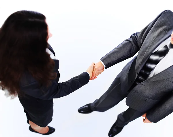 Handshake of the two businessmen, agreed in the contract. Isolated on a white background. — Stock Photo, Image