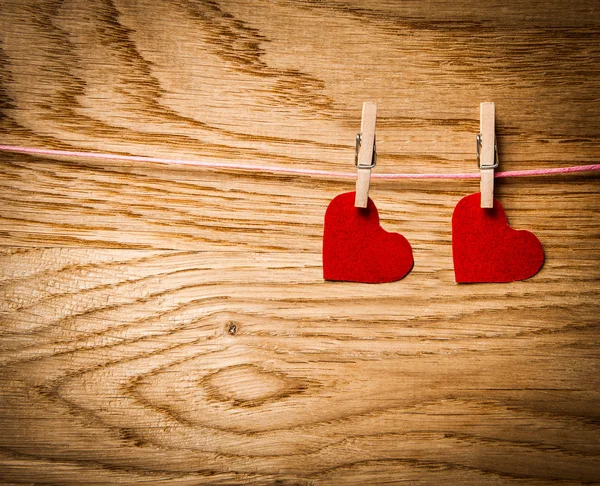 Red heart paper on wooden background.Image of Valentines day — Stock Photo, Image