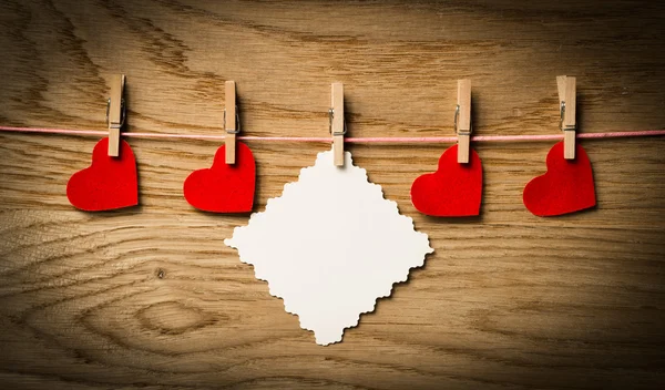 Red heart message card and red heart ..Image of Valentines day. — Stock Photo, Image