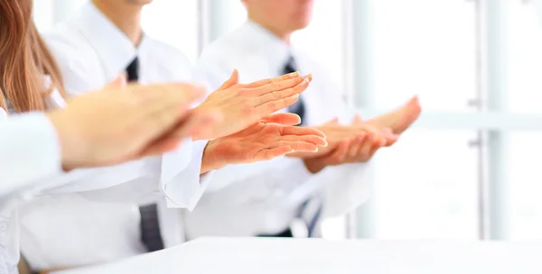 Close-up of business people clapping hands. Business seminar concept — Stock Photo, Image