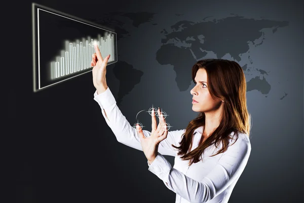 Businesswoman drawing growth of chart — Stock Photo, Image