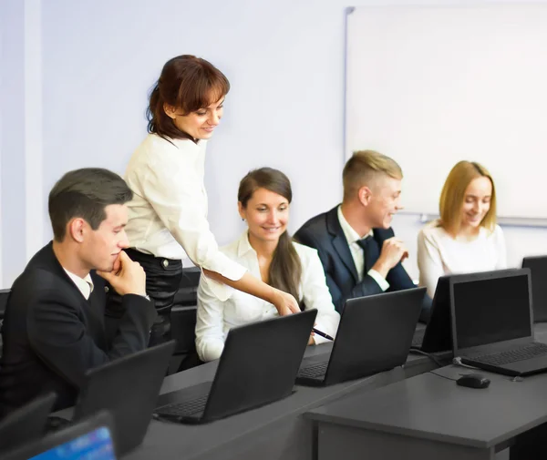 Business, technology and office concept - smiling business team — Stock Photo, Image