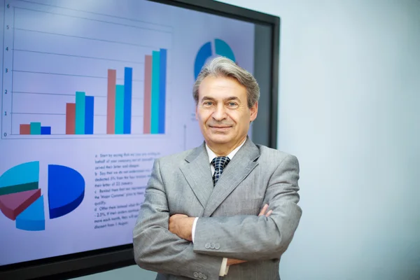 Empresario exitoso en el fondo de la pantalla — Foto de Stock