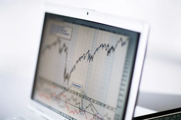 Businessman analyzing investment charts with laptop. Accounting — Stock Photo, Image