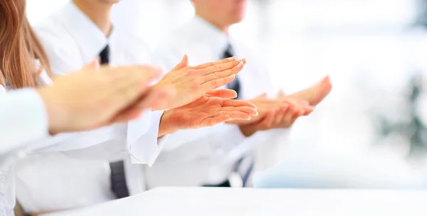 Close-up of business people clapping hands. Business seminar concept — Stock Photo, Image