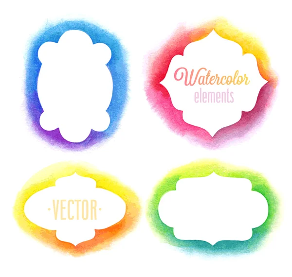 Vector Watercolor design elements  frames. — Stock Vector