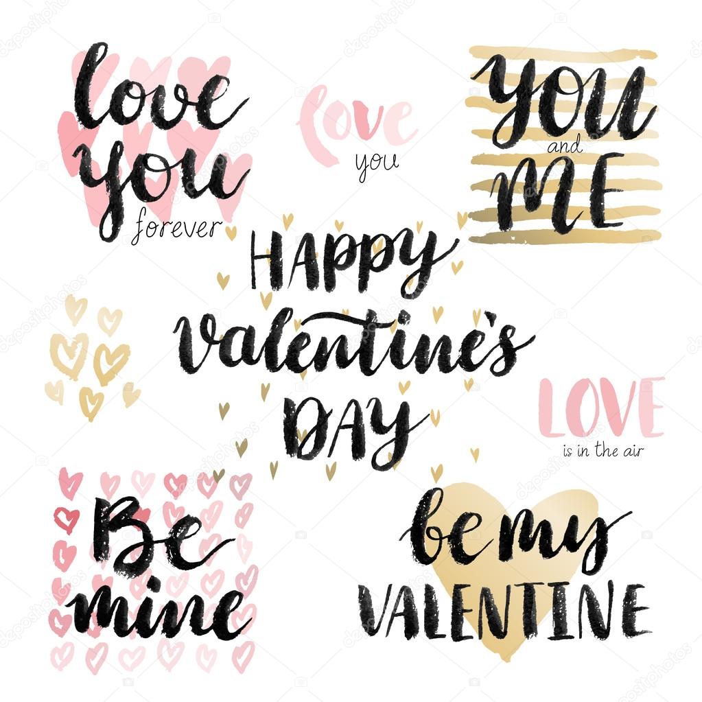 Valentine`s Day Calligraphic Set. 
