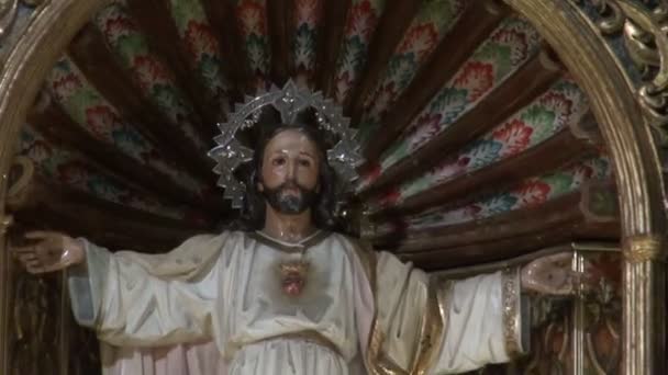 Barok kilise iç heykeller — Stok video