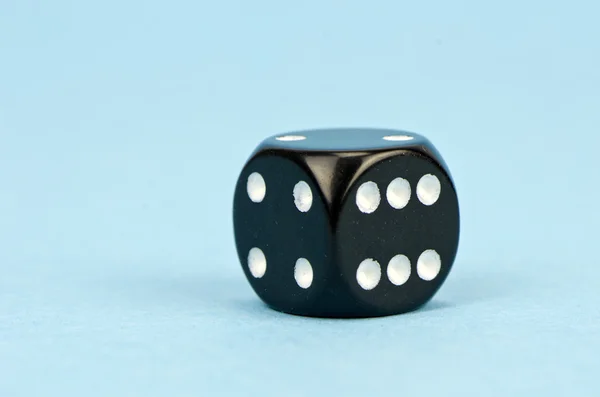Black dice with number six — Stock Photo, Image