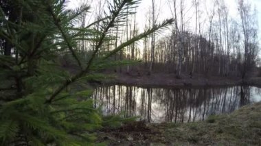 Günbatımı arkasındaki gölet, zaman atlamalı 4k