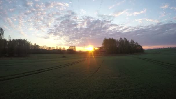 Nascer do sol acima dos campos, lapso de tempo 4K — Vídeo de Stock