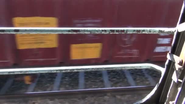 Вид с идущего поезда. Железные дороги Индии — стоковое видео
