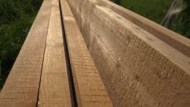 Rough wood planks outdoors, 4K — Stock Video