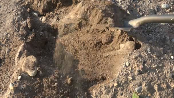 Builder digging gravel — Stock Video