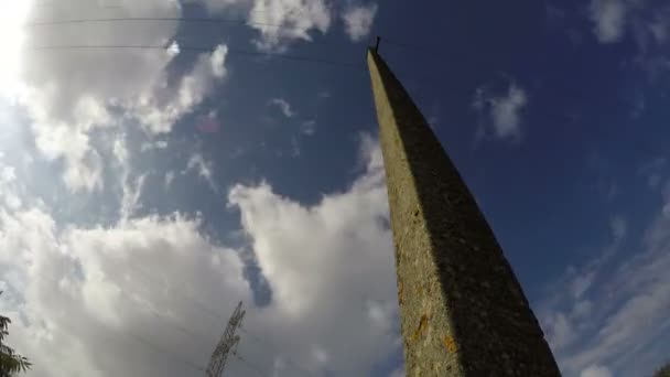 Electrical pylon and electrical pole, time lapse 4K — Stock Video