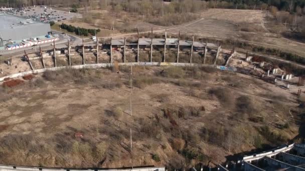 Opuštěné Nedokončený Stadion Stavební Trosky Letecký Pohled — Stock video