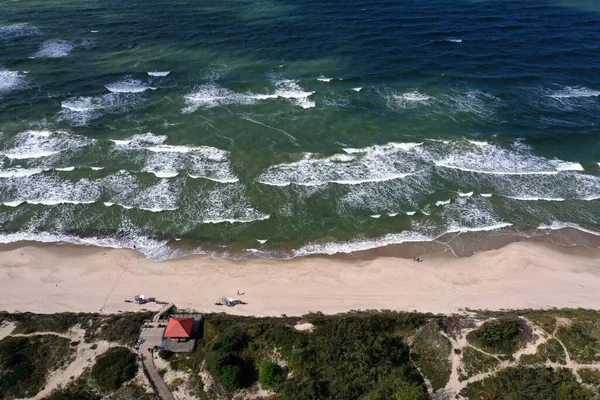 Pláž Baltského Moře Národním Parku Curonian Spit Letecký Výhled — Stock fotografie