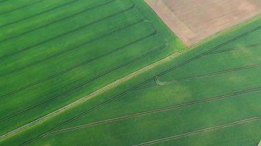 İlkbaharda tarım tarlaları, hava manzarası