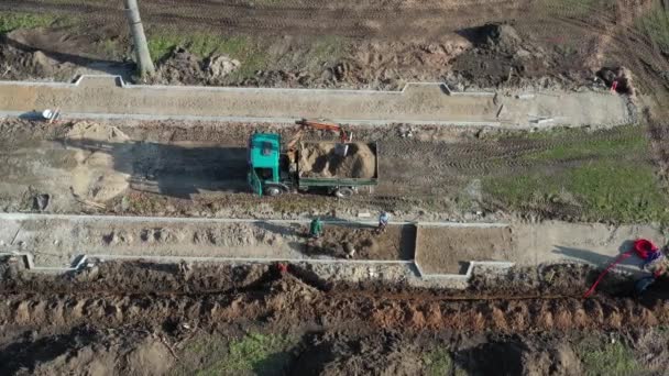 Arbeiter Reparieren Neuen Weg Alten Historischen Park Luftaufnahme — Stockvideo