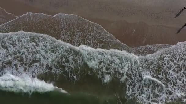 Βαλτική Θάλασσα Κύματα Και Άνθρωποι Σκιές Εναέρια Άποψη — Αρχείο Βίντεο