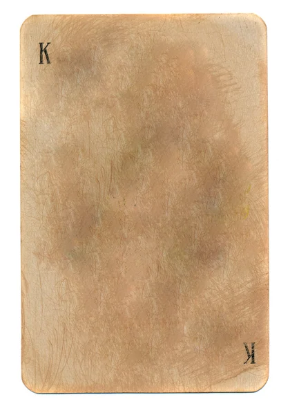 Leere schmutzige alte Spielkönigskartenpapier Hintergrund — Stockfoto