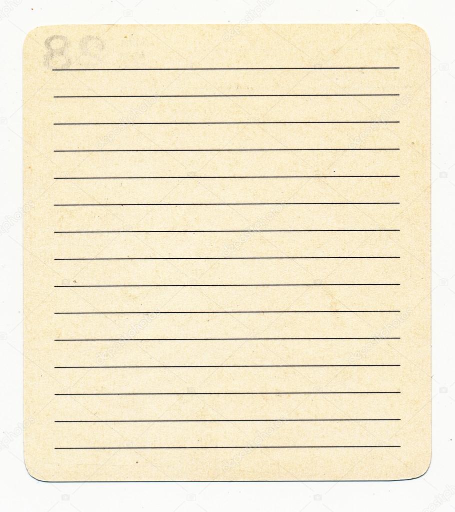 isolated ancient  index card paper  with lines background