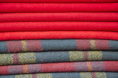 yün battaniye arka planda Asya pazarı