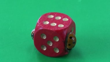 İki uğur böceği ladybird ladyluck 6 numara ile kırmızı oyun zar üzerindeki