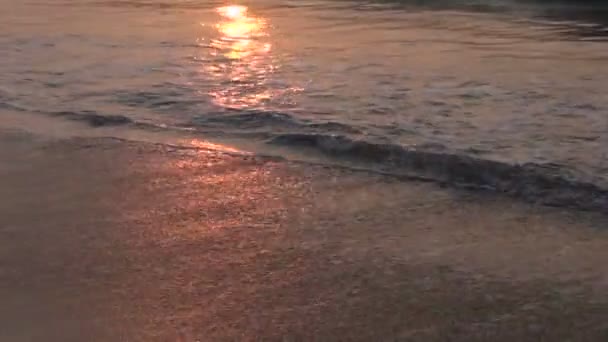 Sunrise in tropische zee. water en golven aard achtergrond — Stockvideo