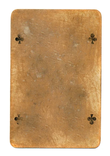 Starověké hrací karta kluby karton papíru, samostatný — Stock fotografie