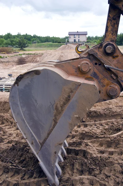 Excavator machine on building work place — Stock Photo, Image