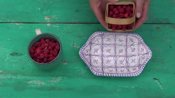Framboise sauvage fraîche dans une assiette décorative 