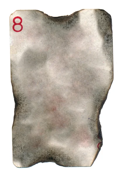 Old burnt playing card paper with number eight — Stock Photo, Image